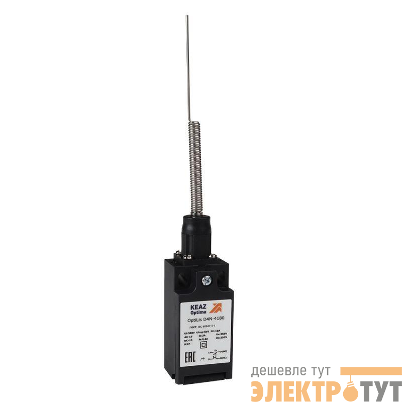 Выключатель концевой OptiLiS D4N-4187 пружина с наконечником пластик. EN 50047 XCKN2107P20 КЭАЗ 365313