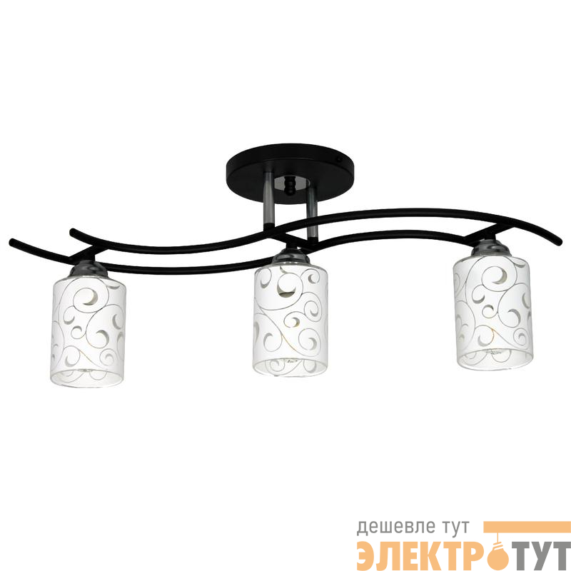 Светильник "Стиль" 131 (Плафон 8498) НПБ 01-3х60-178 Е27 (ИМ) потолочный черн. Элетех 1005405038
