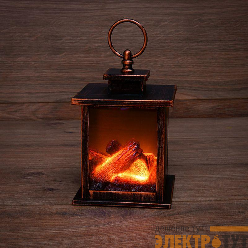 Камин светодиодный "Кантри" 12х12х18.5см эффект живого огня элементы питания 3хAAA (не в компл.) Neon-Night 511-031