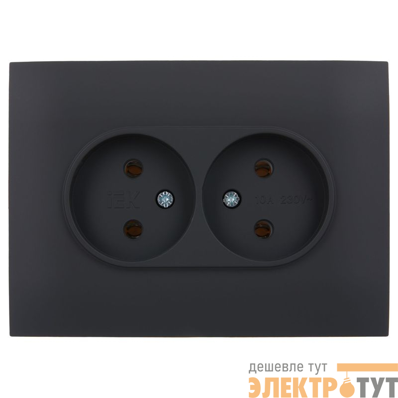 Розетка 2-м SKANDY 10А без заземл. без защ. шторок в сборе SK-R10G графит IEK SK-R20-10-K53-F