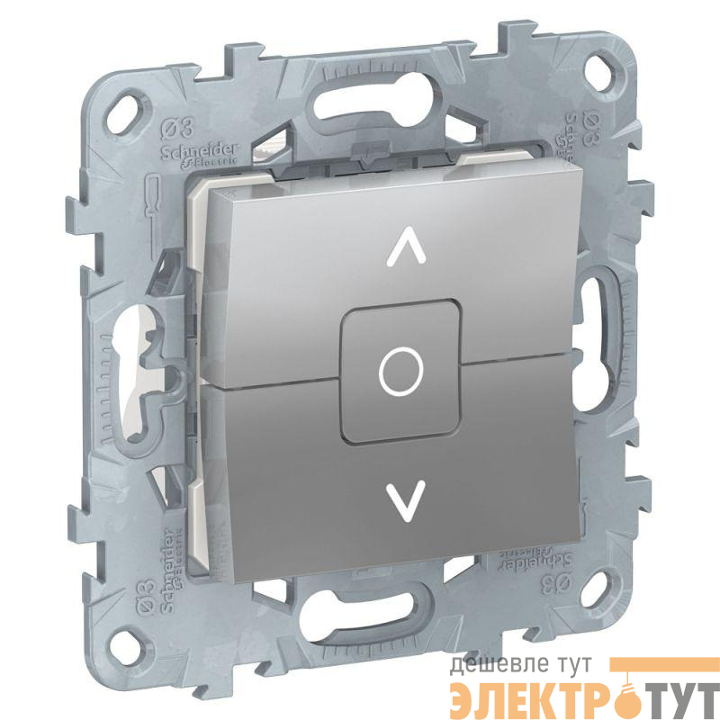 Механизм выключателя жалюзи 2-кл. 2мод. СП Unica New 6А IP21 (сх. 4) с фиксацией алюм. SchE NU520830