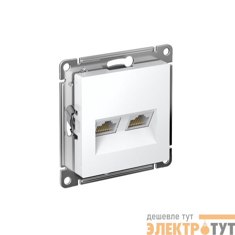 Розетка компьютерная 2-м AtlasDesign RJ45 кат.6A механизм бел. SE ATN000188