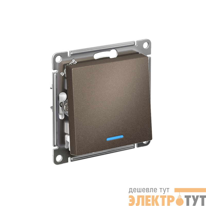 Переключатель проходной 1-кл. СП AtlasDesign 10А IP20 (сх. 6а) 10AX с подсветкой механизм мокко SE ATN000663