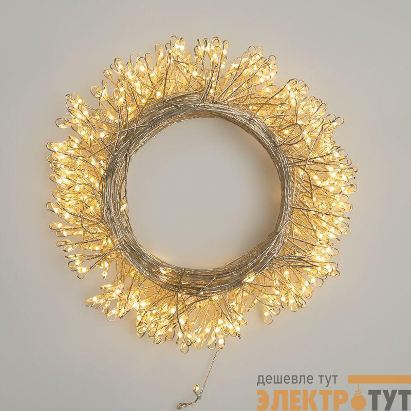 Гирлянда светодиодная "Роса "Фейерверк" 20м 500LED тепл. бел. 7.2Вт IP20 с контроллером на катушке Neon-Night 303-446