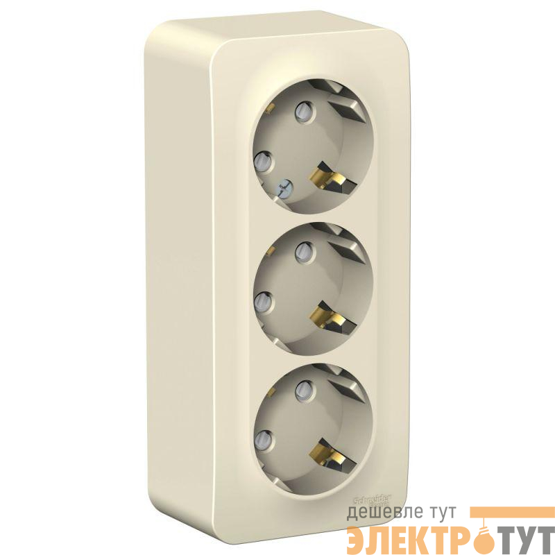 Розетка 3-м ОП Blanca 16А IP20 250В с заземл. защ. шторки с изолир. пластиной молоч. SE BLNRA011312