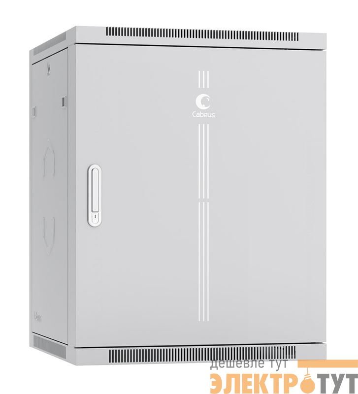 Шкаф телекоммуникационный настенный разобранный SH-05F-15U60/35m-R 19дюйм 15U 600х350х769мм дверь метал. сер. (RAL 7035) Cabeus 10753c