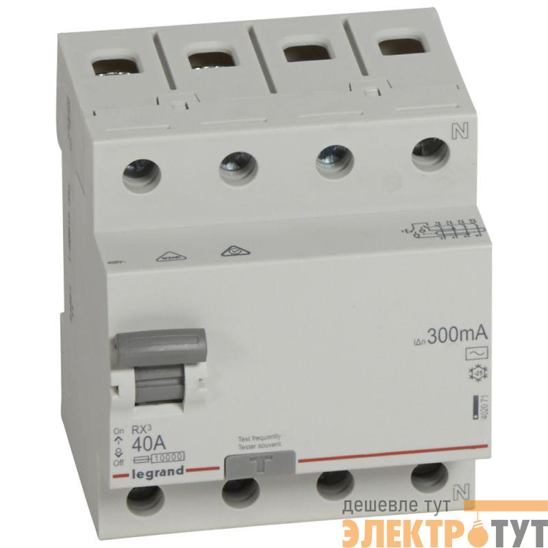 Выключатель дифференциального тока (УЗО) 4п 40А 300мА тип AC RX3 Leg 402071