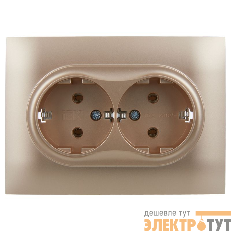 Розетка 2-м SKANDY 16А с заземл. без защ. шторок в сборе SK-R08Sa песочн. IEK SK-R21-16-K98-F