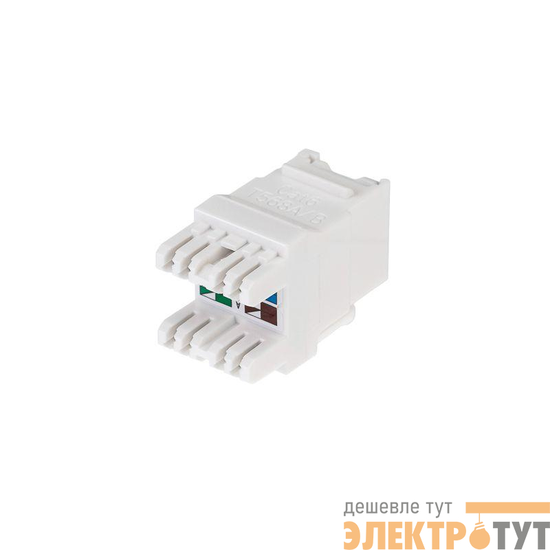 Модуль Keystone Jack RJ-45(8P8C) UTP неэкранир. кат.6 тип 180град. с пылезащитной шторкой бел. PRO Rexant 02-0254-1