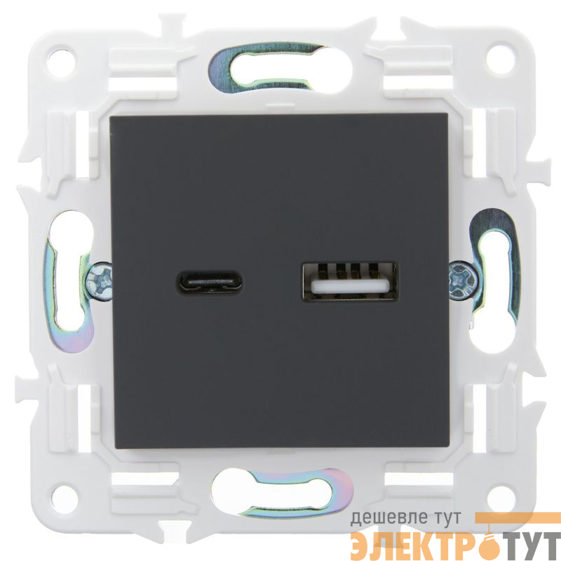 Розетка USB A+C 3.1А SKANDY SK-R14G графит IEK SK-U22-D31-K53