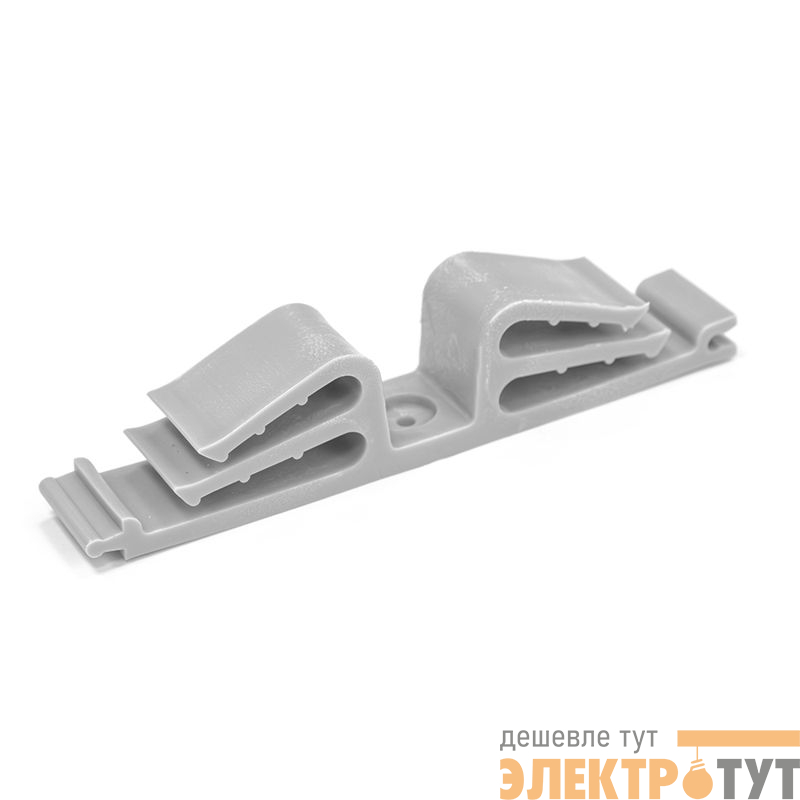 Держатель круглого кабеля двусторонний для прямого монтажа на 12 мест сер. (уп.25шт) Промрукав PR08.26526