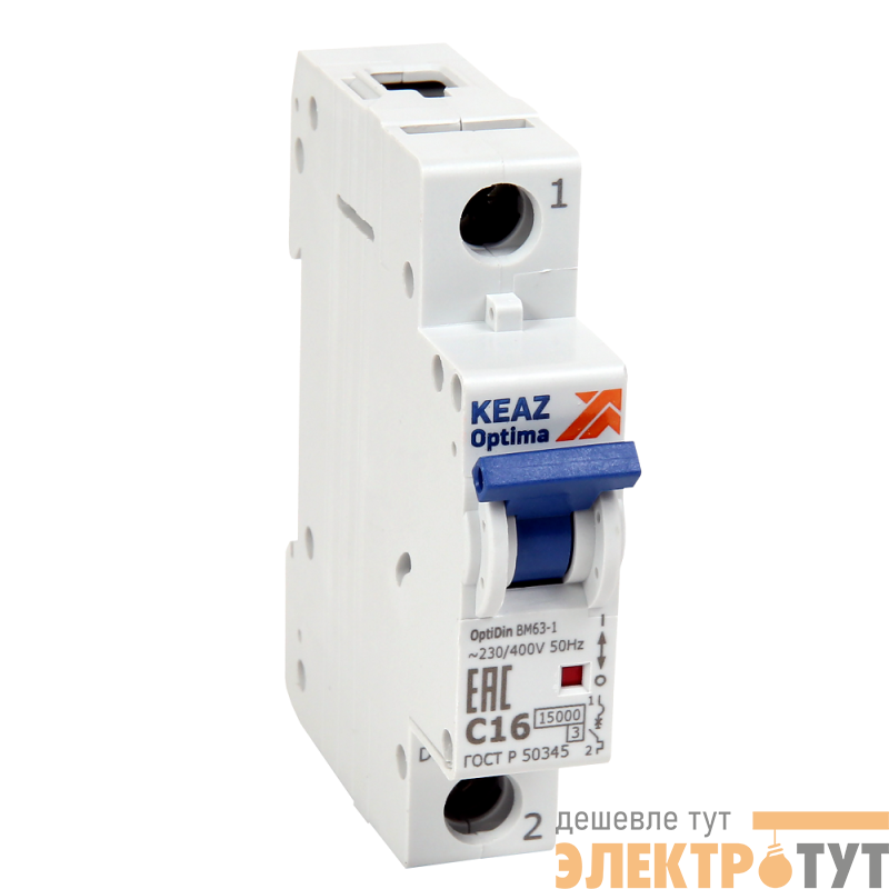 Выключатель автоматический модульный 1п B OptiDin ВМ63-1B20-15-УХЛ3 КЭАЗ 341869