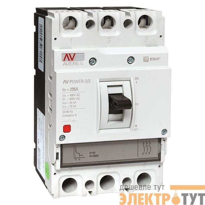 Выключатель автоматический 3п 225А 35кА AV POWER-2/3 TR AVERES EKF mccb-23-225-TR-av