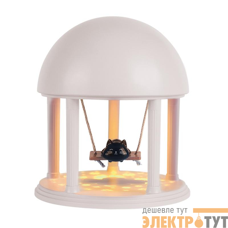 Светильник светодиодный настольный JS9-CAT-wh КОТИК ночник аккумуляторный (8 мелодий; 3 цвета подсветки) IP20 бел. JazzWay 5061286