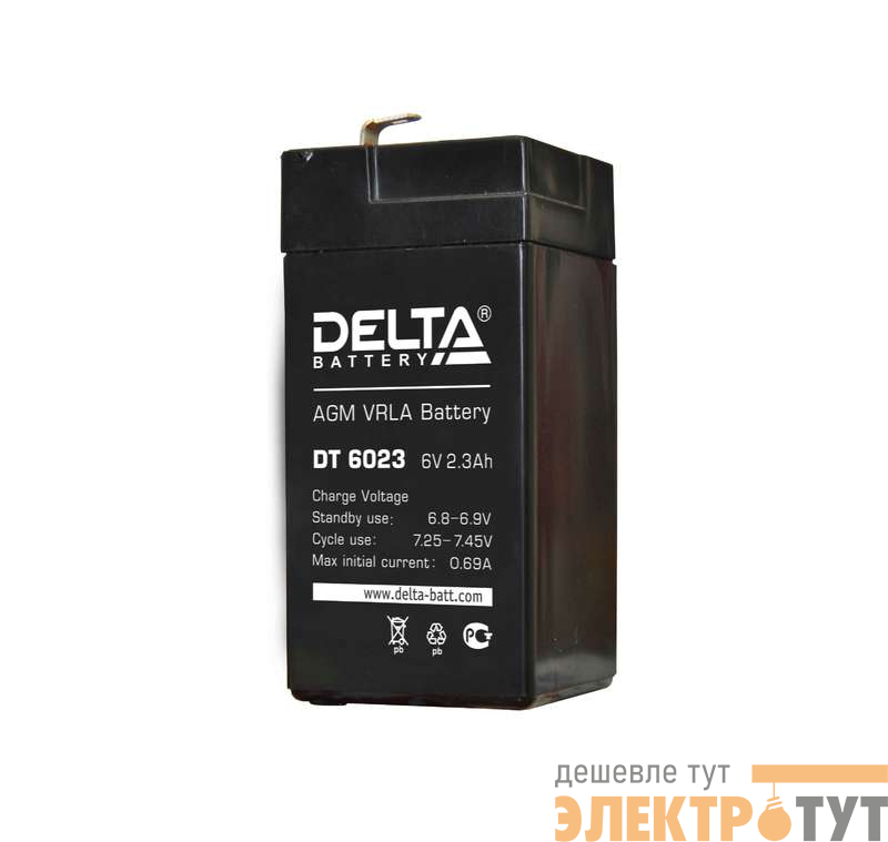 Аккумулятор ОПС 6В 2.3А.ч Delta DT 6023