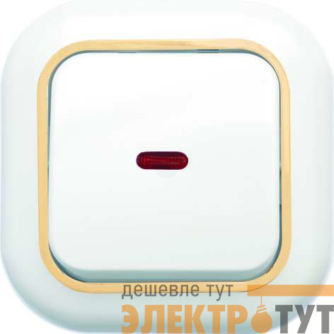 Выключатель 1-кл. СП Валентина 10А IP20 С16-068 с индикацией бел./зол. Кунцево 7646