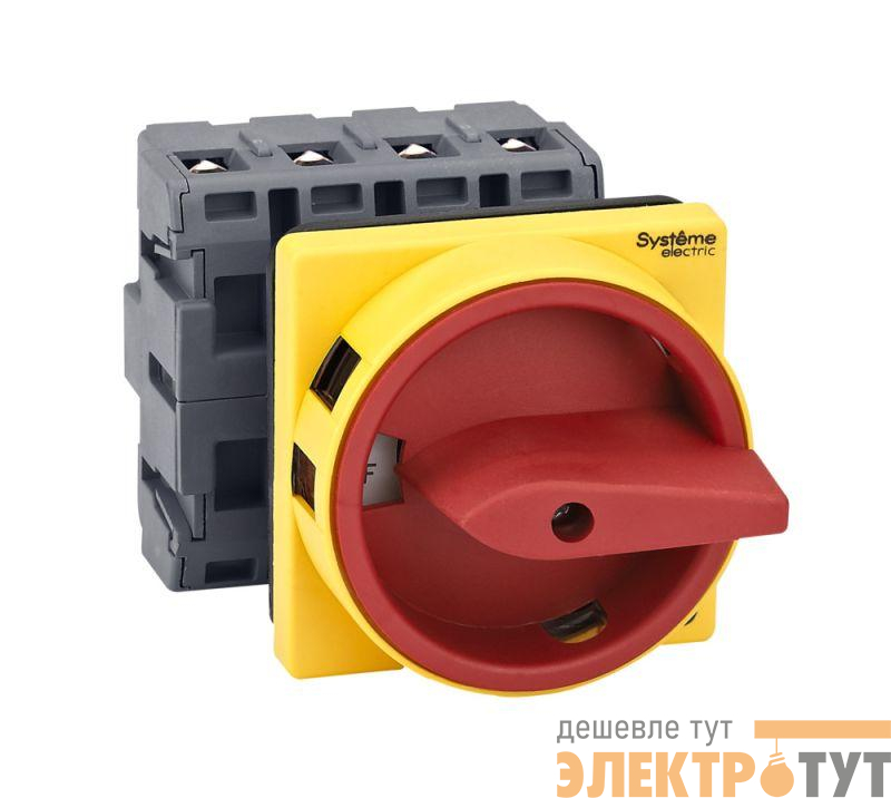 Выключатель-разъединитель 4п 63А IP20 с красн. рукоят. на дверцу 4 винтами с замком SE MSD63410R