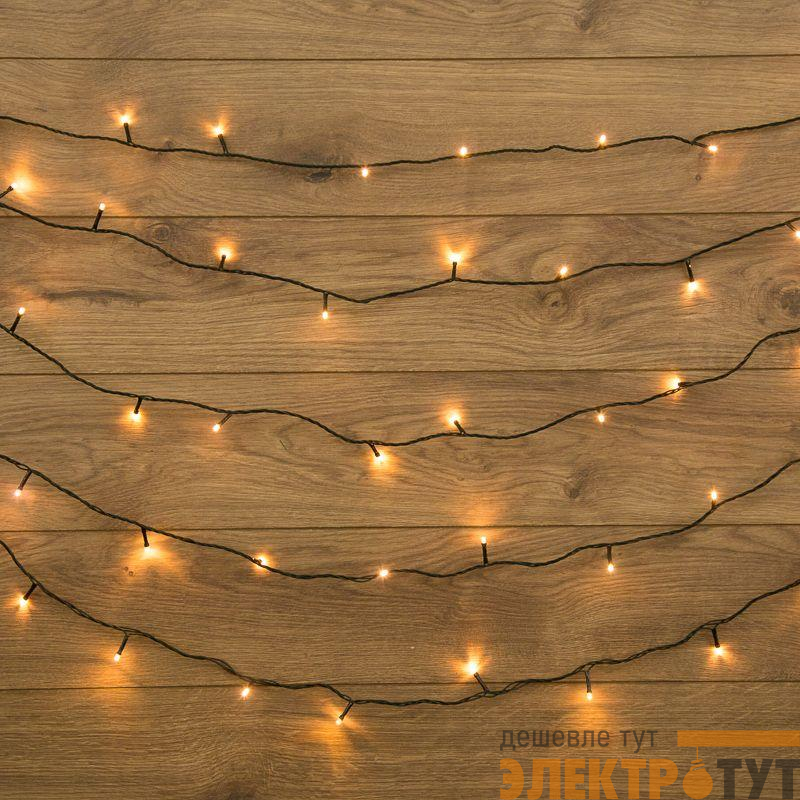 Гирлянда светодиодная "Твинкл Лайт" 20м 160LED тепл. бел. 10Вт 220-240В IP20 с контроллером 8 режимов провод ПВХ темн. зел. Neon-Night 303-116