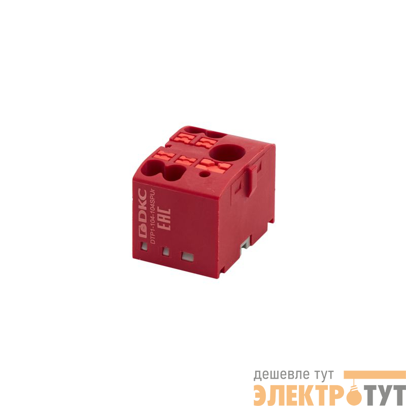 Блок распределительный зажим push-in 1 ввод 6кв.мм 4 точки подключения 2.5кв.мм красн. DKC DTP1-104-104SPUR