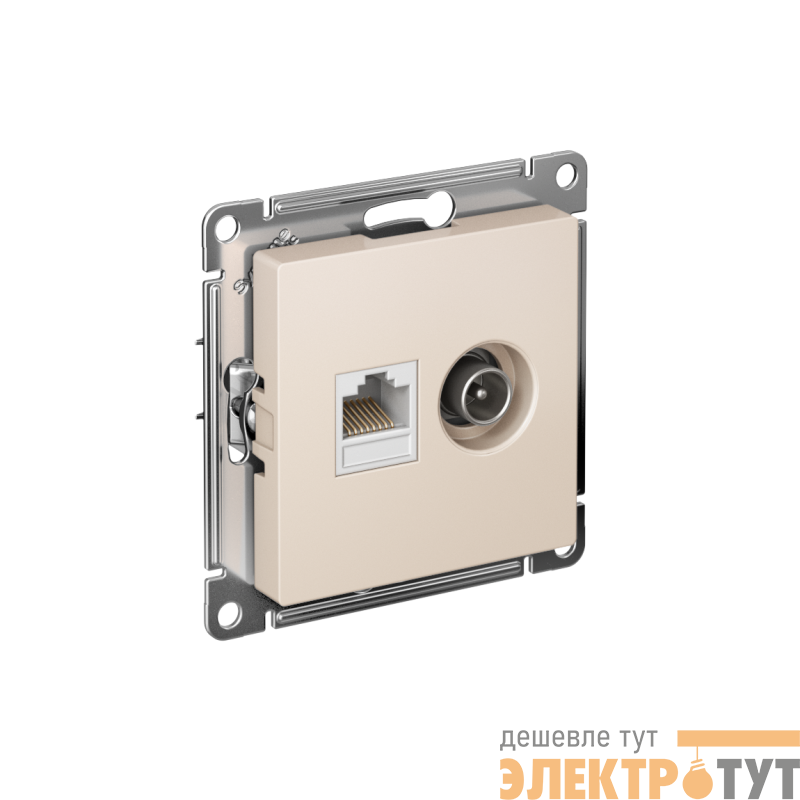 Розетка компьютерная + телевизионная 2-м СП AtlasDesign RJ45 кат.5E + TV механизм беж. SE ATN000289