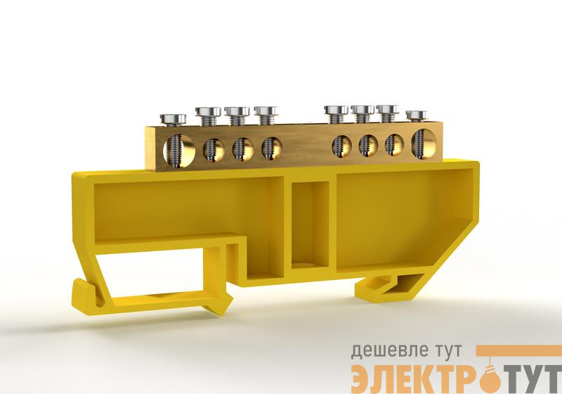 Шина PE "земля" на DIN-изоляторе 6х9мм 8 отвер. латунь TOKOV ELECTRIC TKE-BCB-69-8-DIN/PE