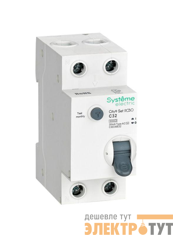 Выключатель автоматический дифференциального тока City9 Set (АВДТ) 1P+N C 32А 6кА 30мА Тип-AС 230В SE C9D36632