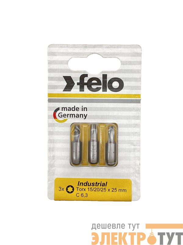 Бита TX15/TX20/TX25 25мм Industrial (блист.3шт) FELO 02693316