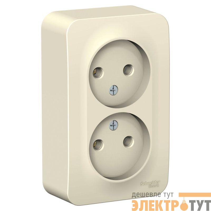 Розетка 2-м ОП Blanca 16А IP20 250В без заземл. без защ. шторок с изолир. пластиной молоч. SchE BLNRA000212