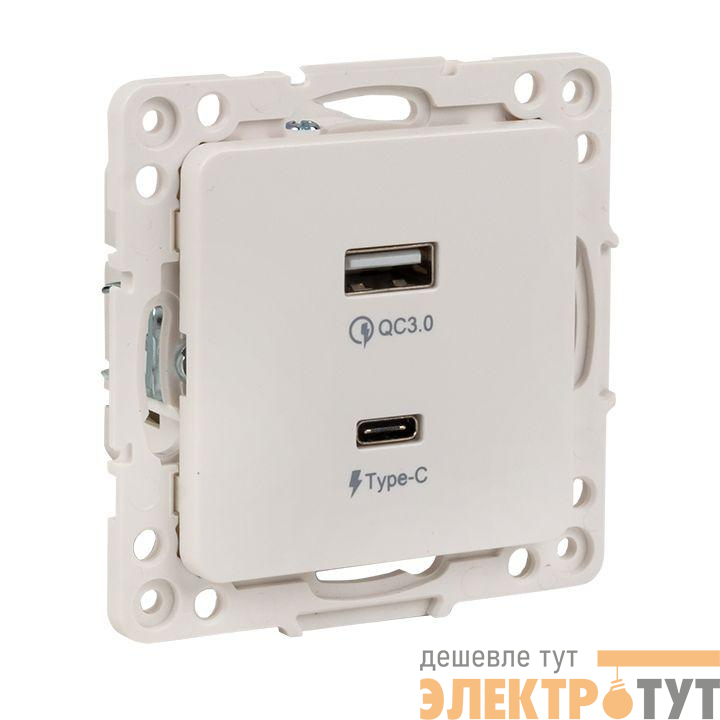 Розетка USB 2-м Стокгольм тип A+C механизм бел. PROxima EKF EYR-2USB-type-C