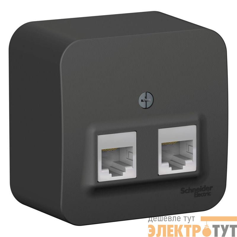 Розетка компьютерная 2-м ОП Blanca RJ45 кат.5E с изолир. пластиной антрацит SE BLNIA045456
