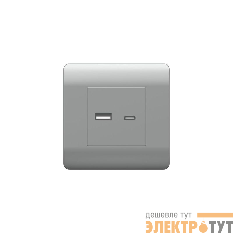 Розетка USB NEW3-E тип A+C 5В/2.1А серебр. CHINT 431451