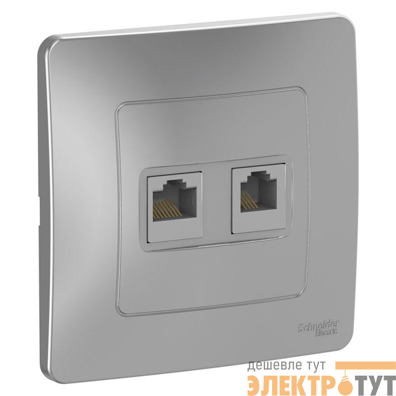 Розетка компьютерная + телефонная 2-м СП Blanca RJ45 кат.5E + RJ11 алюм. SE BLNIS045113