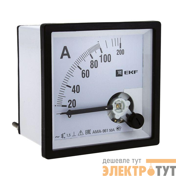 Амперметр аналоговый AM-A961 на панель 96х96 (квадратный вырез) 600А трансформаторное подкл. EKF am-a961-600/ama-961-600