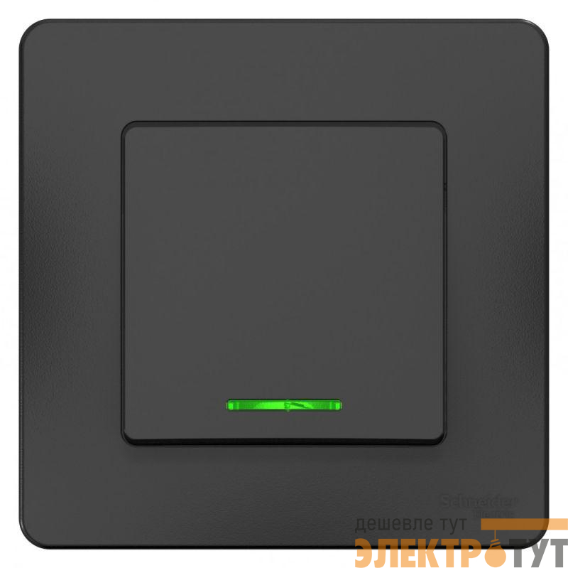 Переключатель проходной 1-кл. СП Blanca 10А IP20 (сх. 6) 250В с подсветкой антрацит SchE BLNVS010616