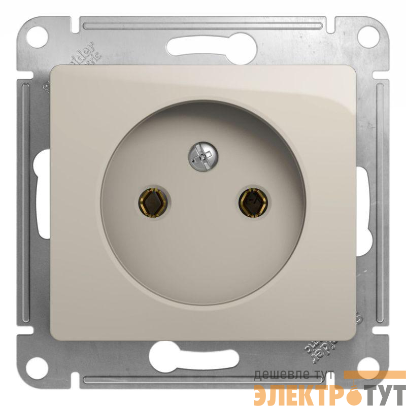 Розетка 1-м СП Glossa 16А IP20 250В без заземл. механизм молочн. SE GSL000941