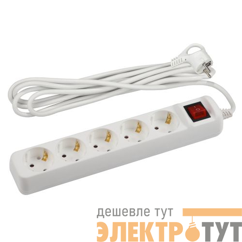Удлинитель 5х3м с заземл. с выкл. ПВС 3х1.5 16А U-5es-3m-3x1.5 Эра Б0044044