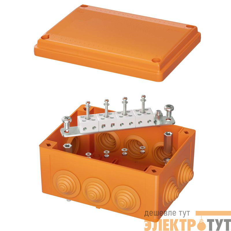 Коробка FS 150х110х70мм IP55 8п 450В 6А 4кв.мм с кабельными вводами и клеммниками пластик. DKC FSB21804