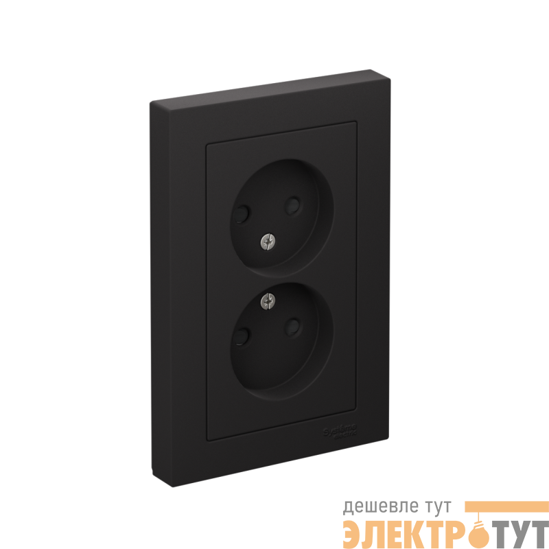 Розетка 2-м СП AtlasDesign 16А IP20 без заземл. защ. шторки в сборе карбон SE ATN001022
