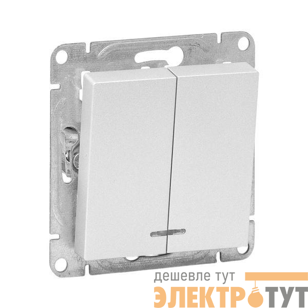 Выключатель 2-кл. СП Эпика с подсветкой механизм алюм. EKF UP1-SWA-24