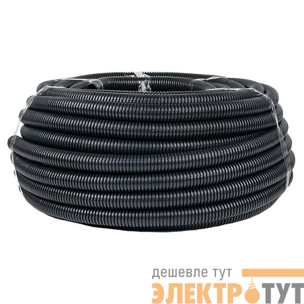 Труба гофрированная d32мм с протяжкой безгалоген. трудногорючая (FRHF) черн. (уп.50м) Plast EKF FRHF-32