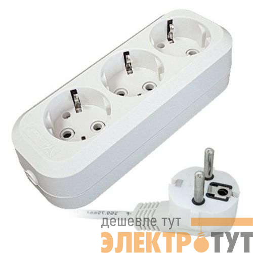 Удлинитель 3х7м с заземл. 10А IP20 Е-303 ПВС 3х1 АБС-пластик UNIVersal 9631979