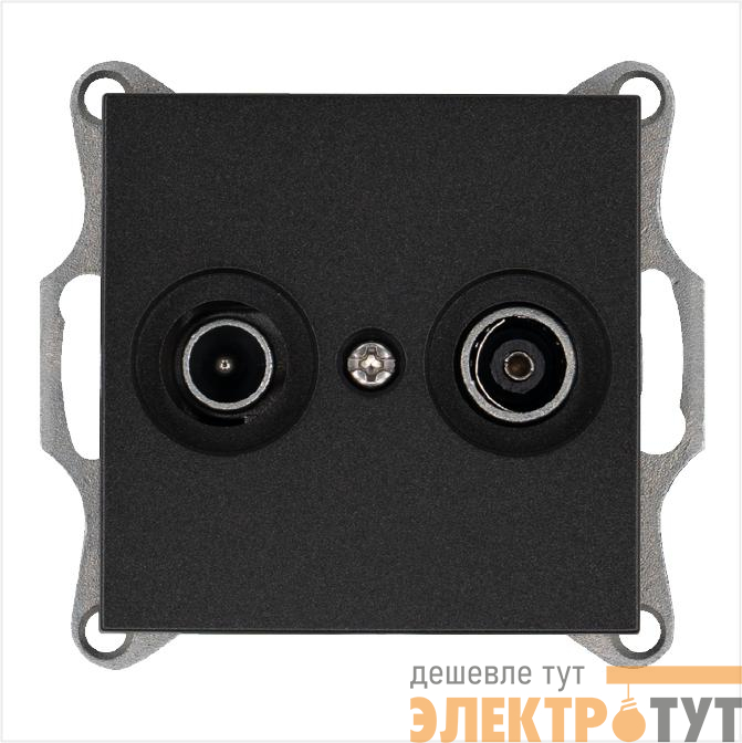 Розетка телевизионная оконечная TV + FM 2-м Ф9.5мм механизм антрацит Jasmart G6204B