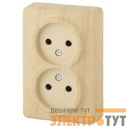Розетка 2-м ОП Эра Эксперт 11-2202-11 16А IP20 250В 2х2P сосна Эра Б0020684