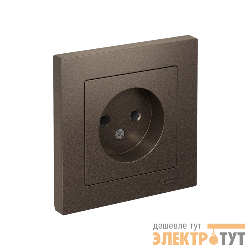 Розетка 1-м СП AtlasDesign 16А IP20 без заземл. в сборе мокко SE ATN000640