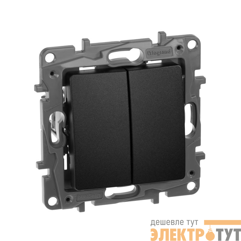 Переключатель 2-кл. 1п 1мод. СП Etika Plus 10А IP20 250В 10AX безвинтов. зажимы механизм антрацит IEK 672612