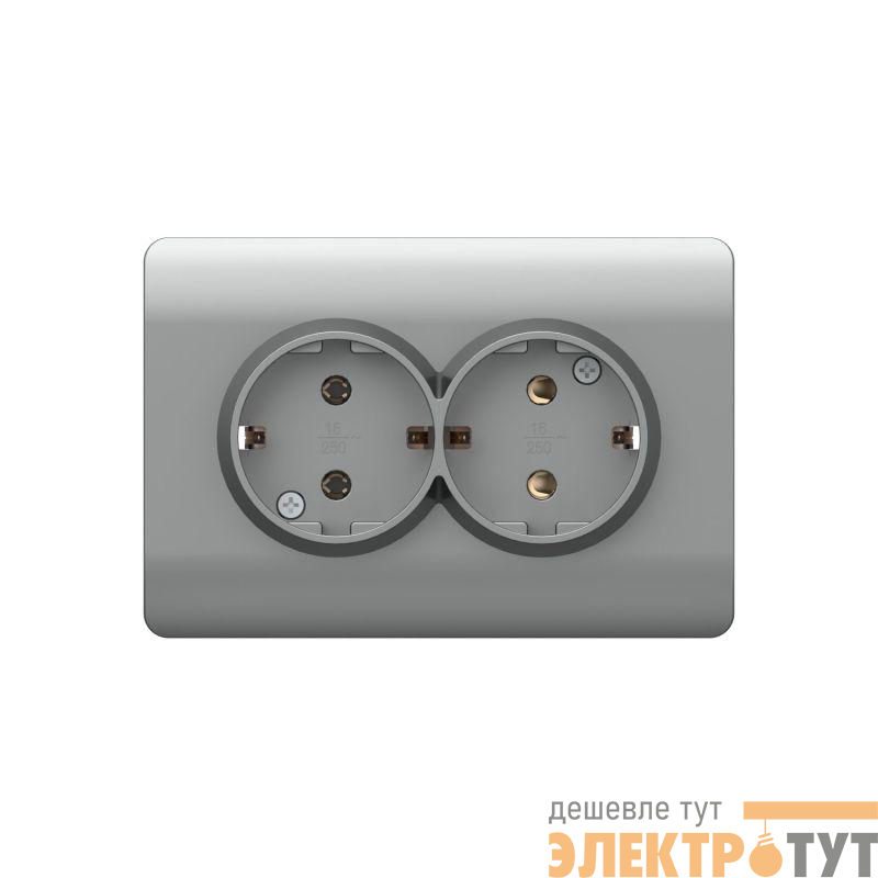 Розетка 2-м NEW3-E с заземл. защ. шторки 16А серебр. CHINT 431419