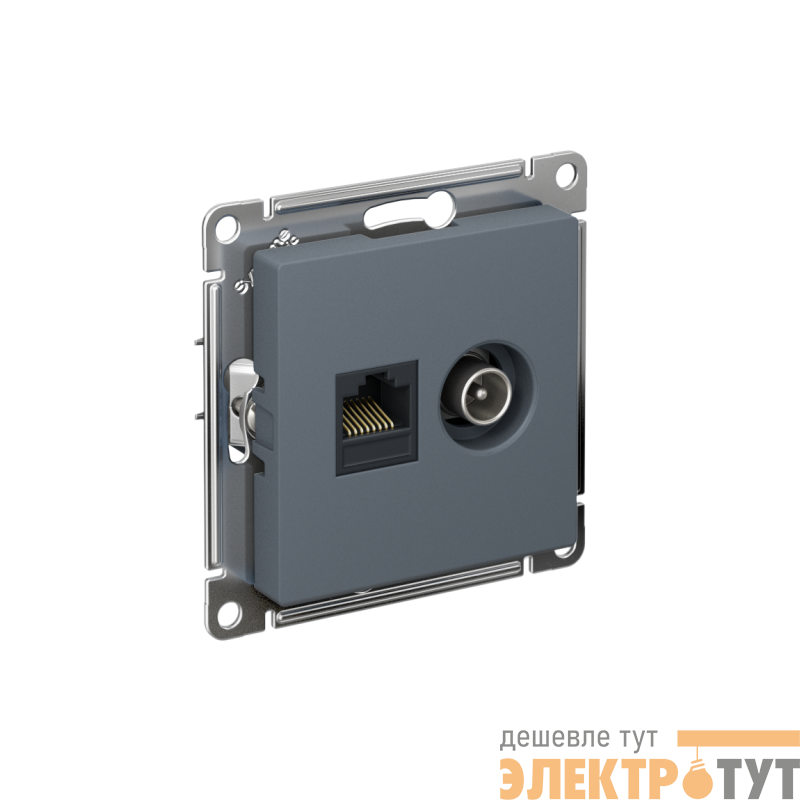 Розетка компьютерная + телевизионная 2-м СП AtlasDesign RJ45 кат.5E + TV механизм грифель SE ATN000789