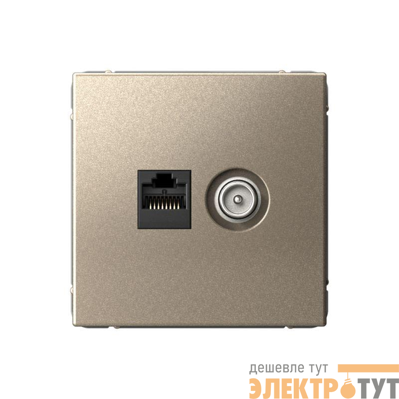 Розетка компьютерная + телевизионная 2-м СП ArtGallery RJ45 кат.5E + TV механизм шампань SE GAL000589