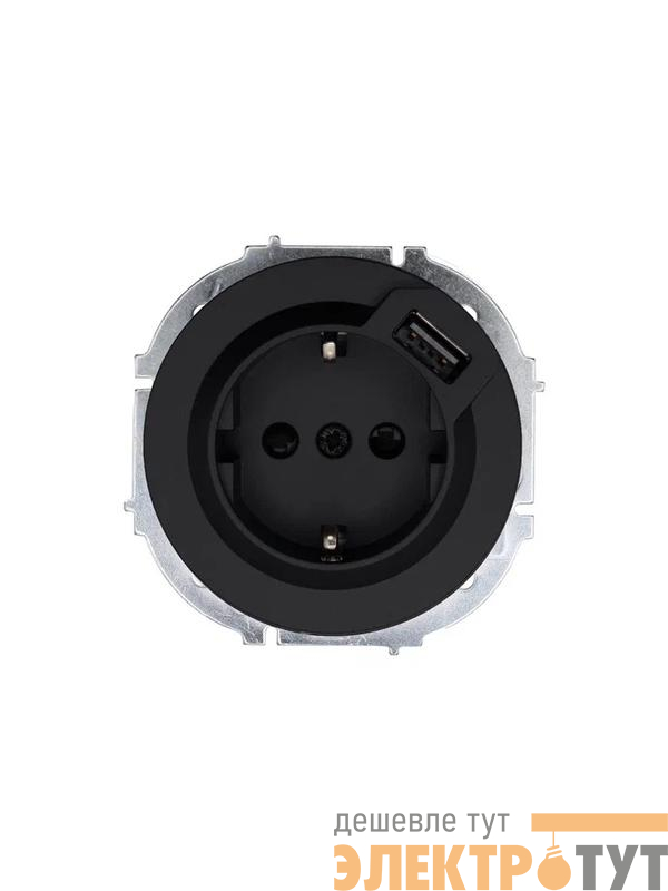 Розетка 1-м СП OSEN с заземл. + USB разъем механизм черн. бархат LEZARD 743-4288-181