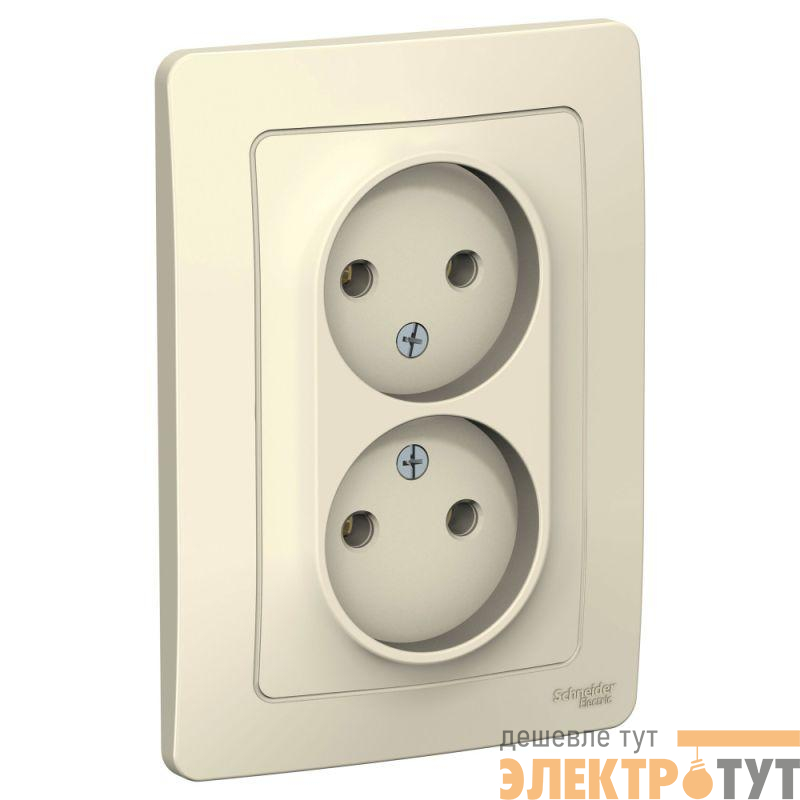 Розетка 2-м СП Blanca 16А IP20 250В без заземл. без защ. шторок молоч. SchE BLNRS000022
